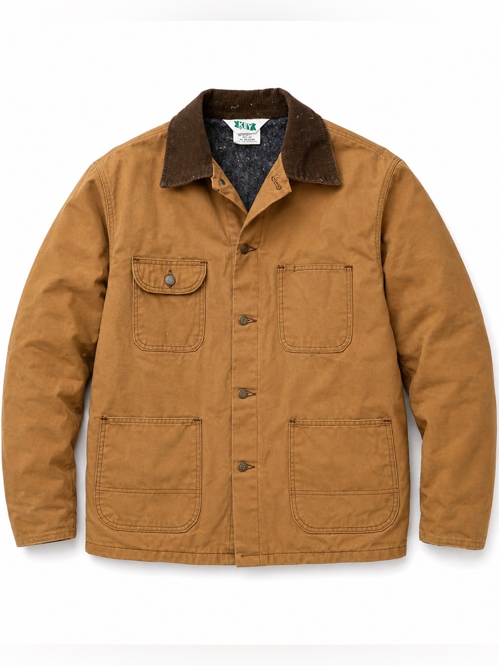 Men's Tan Canvas Field Jacket with Contrast Corduroy Collar